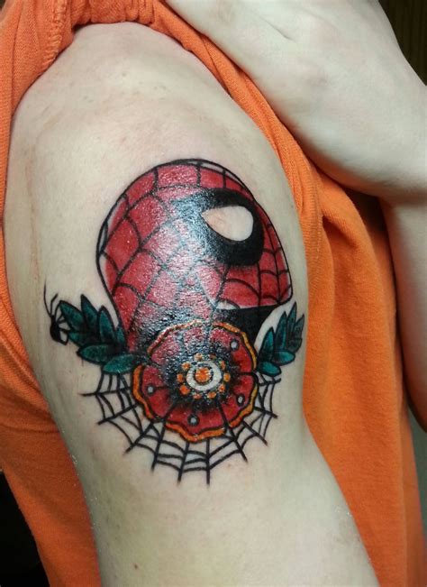 spiderman tatto|traditional spider-man tattoo.